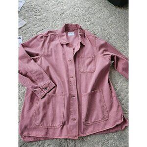 NWT Old Navy Women's Oversized Workwear Button Shacket Dusty Rose Size XL